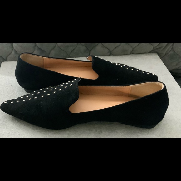 Woman’s size 6 black loafers. Silver studded. - Picture 3 of 6